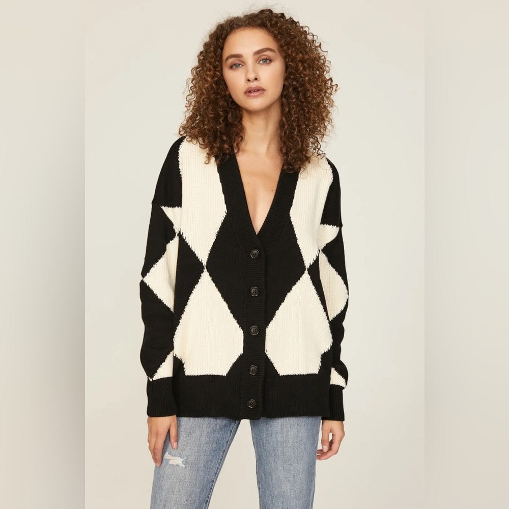 NWT Pistola Black and White Checkered Cardigan, M